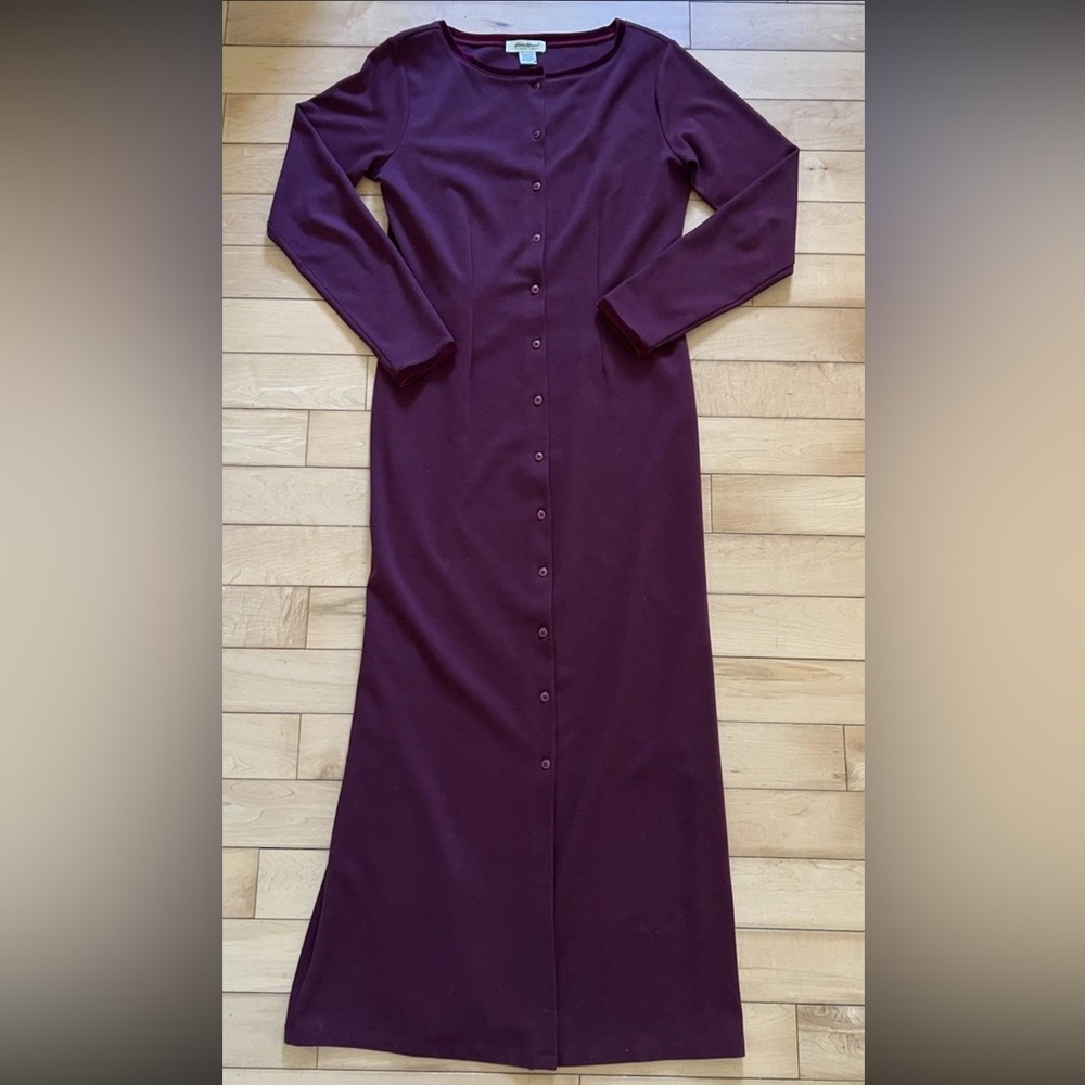 Eddie Bauer Vintage Long Maxi Plum Dress Med Tall Cottagecore Prairie Tradwife